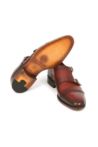 Paul Parkman Cap-toe Double Monkstraps Camel Light Brown Loafers (PM5219)-AmbrogioShoes