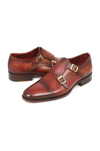 Paul Parkman Cap-toe Double Monkstraps Camel Light Brown Loafers (PM5219)