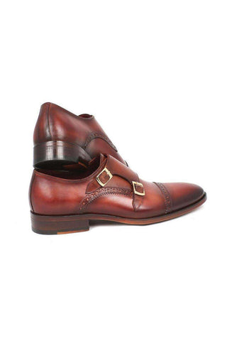 Paul Parkman Cap-toe Double Monkstraps Camel Light Brown Loafers (PM5219)