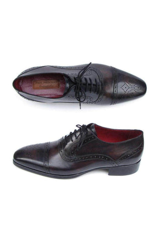 Paul Parkman Captoe Bronze Black Oxfords (PM5228)