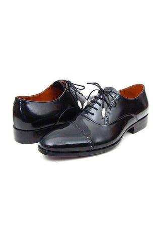 Paul Parkman Captoe Leather Black Oxfords (PM4027)-AmbrogioShoes