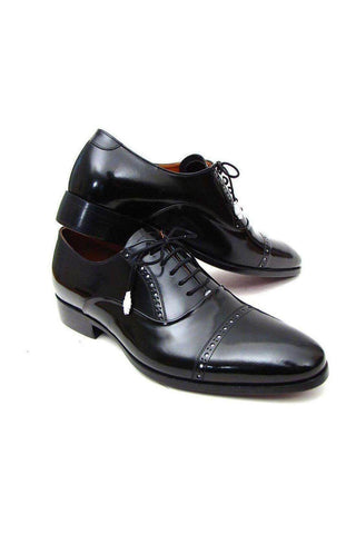 Paul Parkman Captoe Leather Black Oxfords (PM4027)-AmbrogioShoes