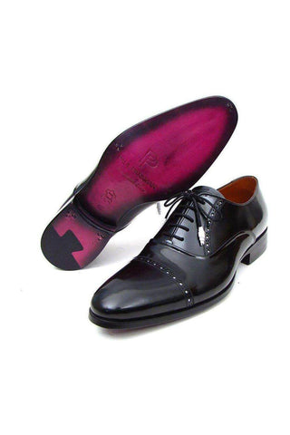 Paul Parkman Captoe Leather Black Oxfords (PM4027)-AmbrogioShoes