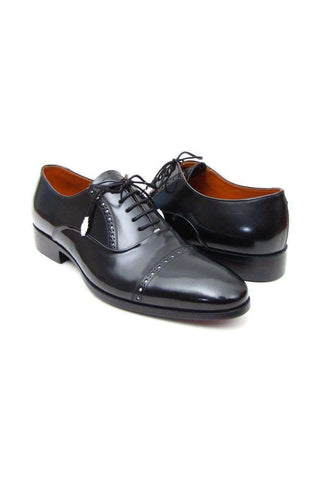 Paul Parkman Captoe Leather Black Oxfords (PM4027)