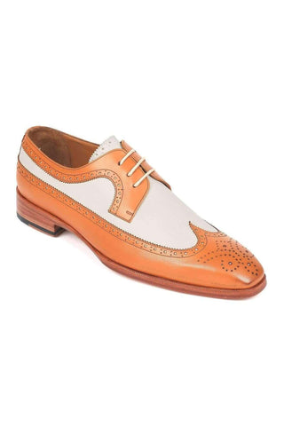 Paul Parkman Cognac and Cream Calf-Skin Wingtip Derby 924CC55 (PM6122)-AmbrogioShoes