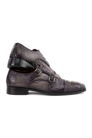 Paul Parkman Crocodile Embossed Leather Double Monk-Strap (PM6465)