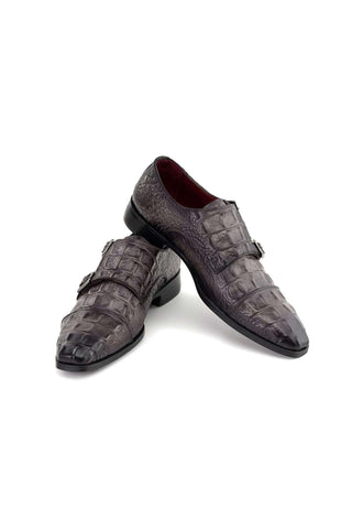 Paul Parkman Crocodile Embossed Leather Double Monk-Strap (PM6465)