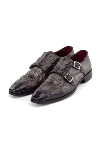 Paul Parkman Crocodile Embossed Leather Double Monk-Strap (PM6465)
