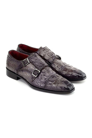 Paul Parkman Crocodile Embossed Leather Double Monk-Strap (PM6465)