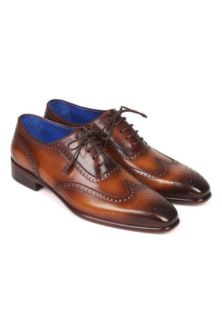 Paul Parkman Designer Shoes Brown Leather Wing-Tip Oxfords 711W03 (PM6203)
