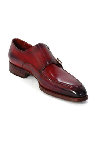 Paul Parkman Double Monkstrap Black Burgundy Loafers (PM5236)-AmbrogioShoes