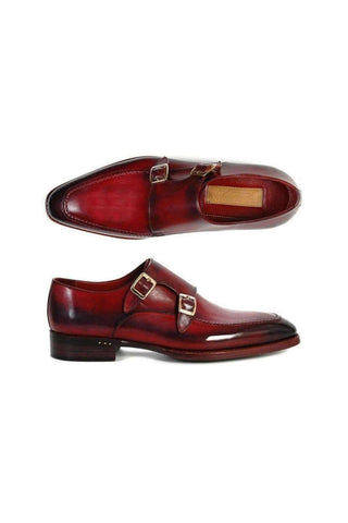 Paul Parkman Double Monkstrap Black Burgundy Loafers (PM5236)-AmbrogioShoes