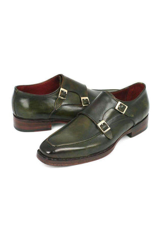 Paul Parkman Double Monkstrap Goodyear Welted Green Loafers (PM5235)-AmbrogioShoes