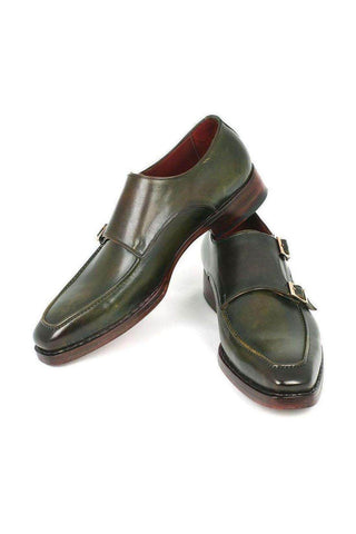Paul Parkman Double Monkstrap Goodyear Welted Green Loafers (PM5235)