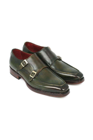Paul Parkman Double Monkstrap Goodyear Welted Green Loafers (PM5235)