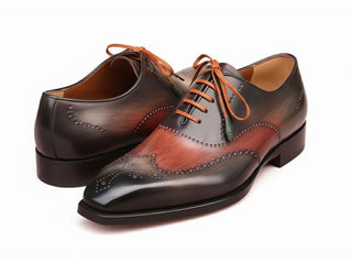 Paul Parkman E271 Men's Shoes Welted Patina Calf-Skin Leather Wing-Tip Oxford (PM6489)-AmbrogioShoes