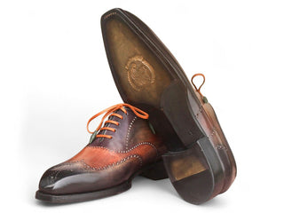 Paul Parkman E271 Men's Shoes Welted Patina Calf-Skin Leather Wing-Tip Oxford (PM6489)-AmbrogioShoes