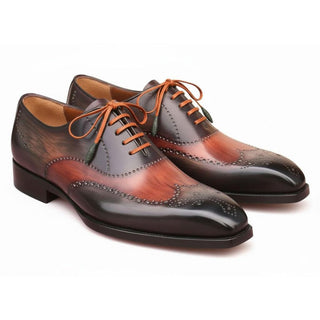 Paul Parkman E271 Men's Shoes Welted Patina Calf-Skin Leather Wing-Tip Oxford (PM6489)-AmbrogioShoes