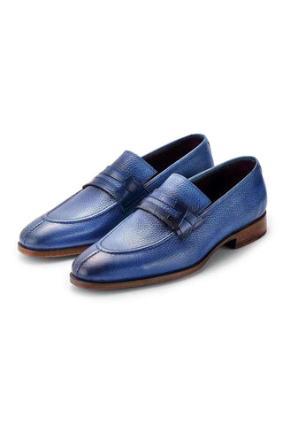 Paul Parkman Full Grain Leather Split-Toe Penny Loafers (PM6443)