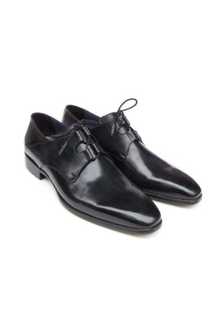 Paul Parkman Ghillie Lacing Plain Toe Black Oxfords (PM5242)