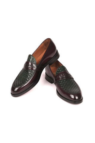 Paul Parkman Green / Brown Woven & Leather Slip-On Loafers 548LF832 (PM6208)
