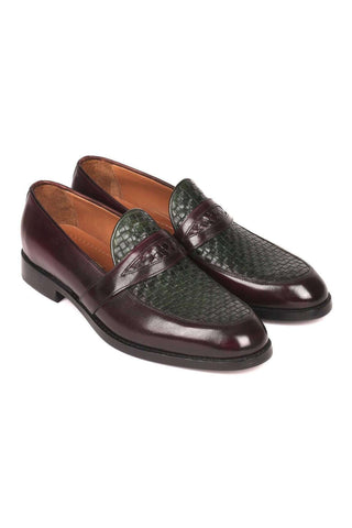 Paul Parkman Green / Brown Woven & Leather Slip-On Loafers 548LF832 (PM6208)