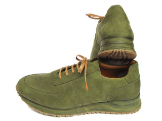 Paul Parkman Green Nubuck Leather Sneakers (PM6430)-AmbrogioShoes