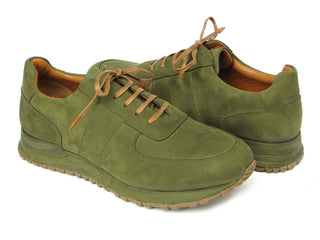 Paul Parkman Green Nubuck Leather Sneakers (PM6430)-AmbrogioShoes