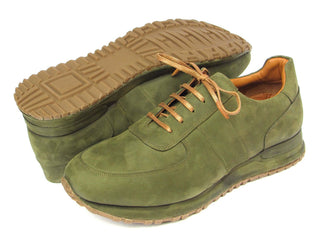 Paul Parkman Green Nubuck Leather Sneakers (PM6430)-AmbrogioShoes