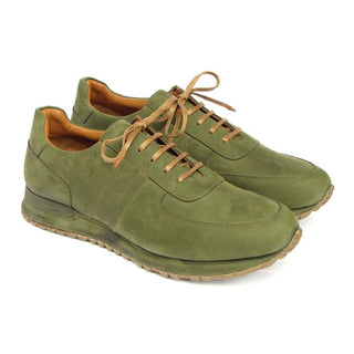 Paul Parkman Green Nubuck Leather Sneakers (PM6430)-AmbrogioShoes