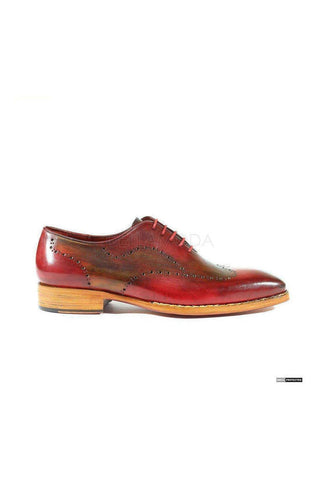 Paul Parkman Hand-Painted Bordeaux / Camel Oxfords (PM1012)-AmbrogioShoes
