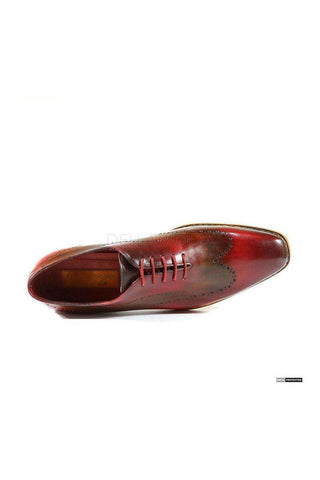 Paul Parkman Hand-Painted Bordeaux / Camel Oxfords (PM1012)-AmbrogioShoes
