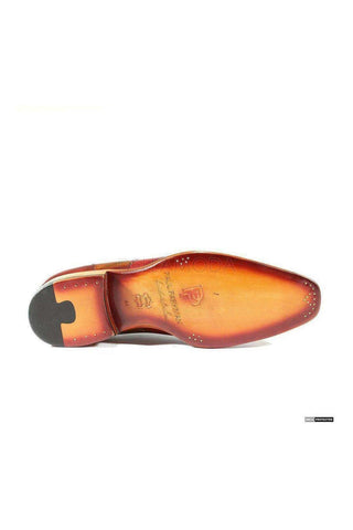 Paul Parkman Hand-Painted Bordeaux / Camel Oxfords (PM1012)-AmbrogioShoes