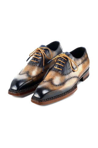 Paul Parkman Hand-Painted Leather Goodyear Welted Wingtip Oxfords (PM6445)