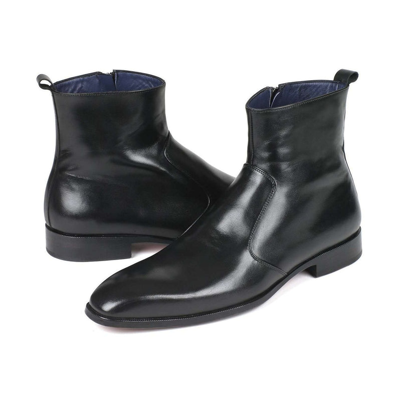 Paul Parkman Handmade Shoes Black Leather Side Zipper Boots (PM5865)-AmbrogioShoes