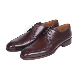 Paul Parkman Handmade Designer Shoes Brown & Bordeaux Leather Apron Derby (PM5619)-AmbrogioShoes