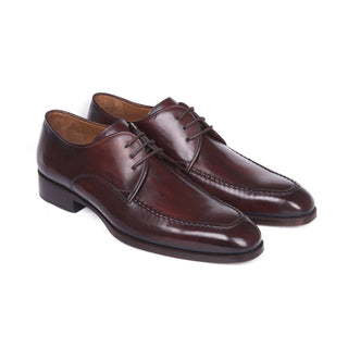 Paul Parkman Handmade Designer Shoes Brown & Bordeaux Leather Apron Derby (PM5619)-AmbrogioShoes