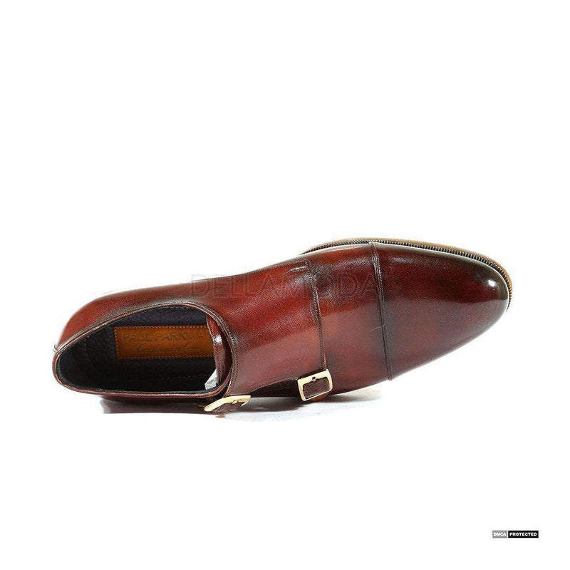 Paul Parkman Handmade Shoes Handmade Mens Shoes Captoe Double Monkstrap Hand-Painted Dark Brown Loafers (PM1029)-AmbrogioShoes