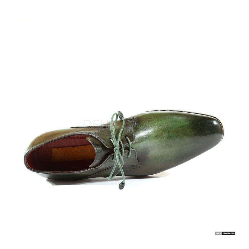 Paul Parkman Handmade Shoes Handmade Mens Shoes Derby Hand-Painted Green Oxfords (PM1028)-AmbrogioShoes