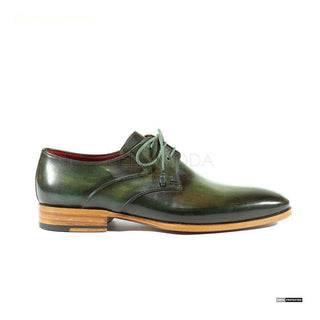 Paul Parkman Handmade Designer Shoes Handmade Men's Designer Shoes Derby Hand-Painted Green (PM1028)-AmbrogioShoes