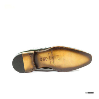 Paul Parkman Handmade Designer Shoes Handmade Men's Designer Shoes Derby Hand-Painted Green (PM1028)-AmbrogioShoes