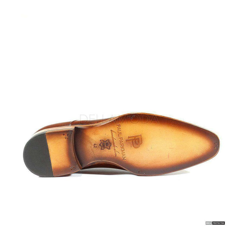 Paul Parkman Handmade Shoes Handmade Mens Shoes Plain Toe Hand-Painted Brown Oxfords (PM1022)-AmbrogioShoes