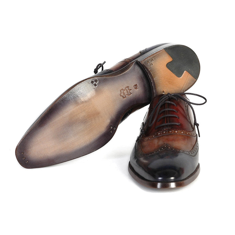 Paul Parkman Handmade Designer Shoes Handmade Men's Designer Shoes Three-Tone Wingtip Hand-Painted Oxfords (PM1030)-AmbrogioShoes