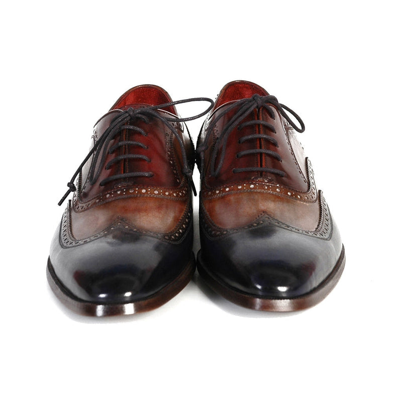 Paul Parkman Handmade Designer Shoes Handmade Men's Designer Shoes Three-Tone Wingtip Hand-Painted Oxfords (PM1030)-AmbrogioShoes