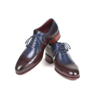 Paul Parkman Handmade Designer Shoes Men's Blue & Bordeaux Opanka Construction Calfskin Oxfords 726-BLU-BRD (PM5713)-AmbrogioShoes