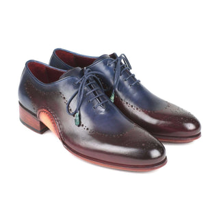 Paul Parkman Handmade Designer Shoes Men's Blue & Bordeaux Opanka Construction Calfskin Oxfords 726-BLU-BRD (PM5713)-AmbrogioShoes