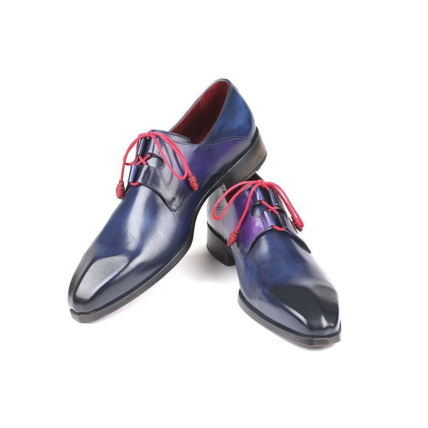 Paul Parkman Handmade Shoes Men's Blue Ghillie Lacing Calfskin Oxfords GT511BLU (PM5704)-AmbrogioShoes