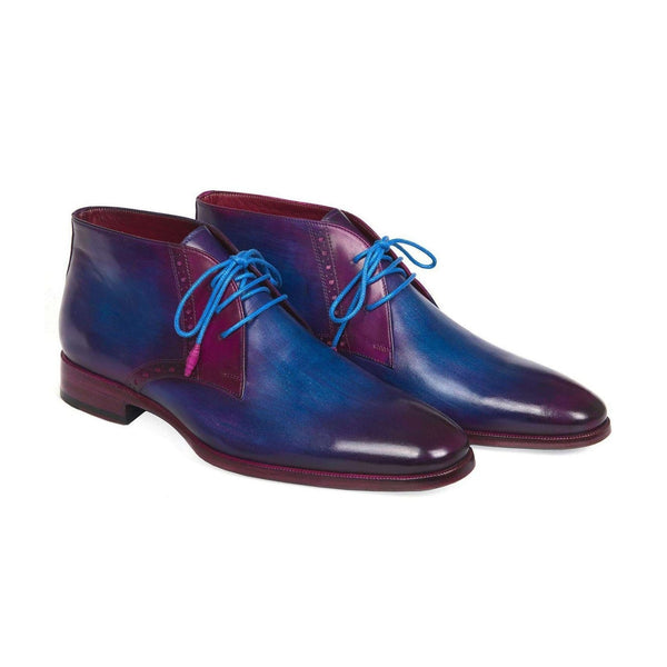 Paul Parkman Handmade Shoes Men's Blue & Purple Chukka Boots (PM5613)-AmbrogioShoes