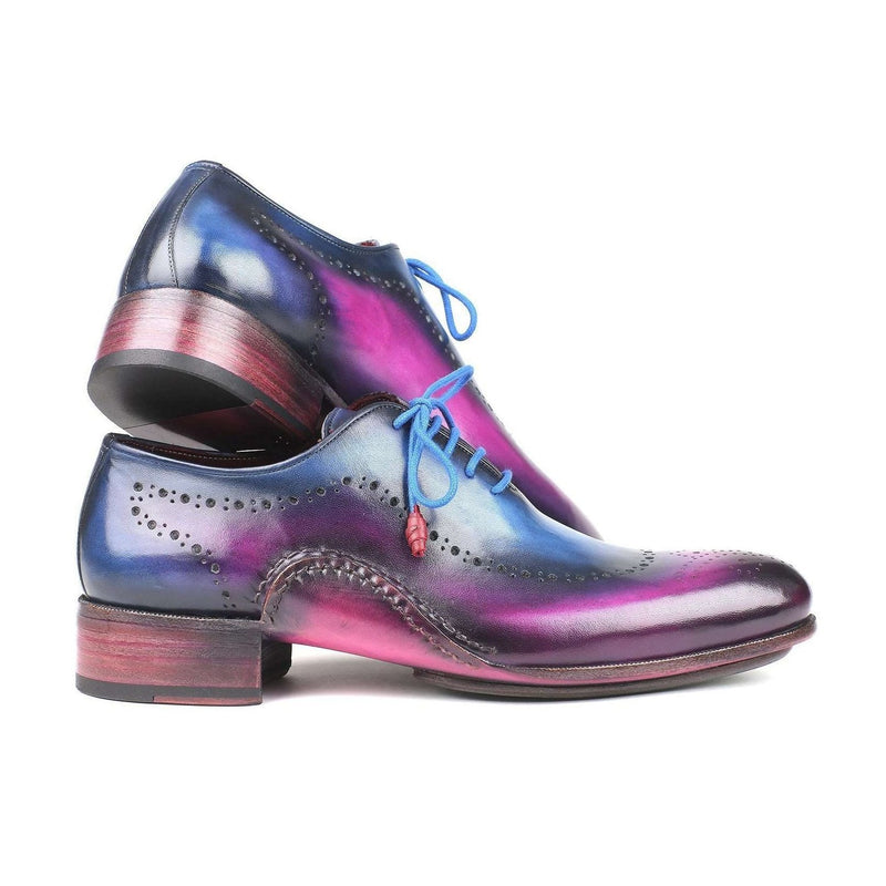 Paul Parkman Handmade Shoes Men's Blue & Purple Opanka Construction Calfskin Oxfords 726-BLU-PUR (PM5715)-AmbrogioShoes