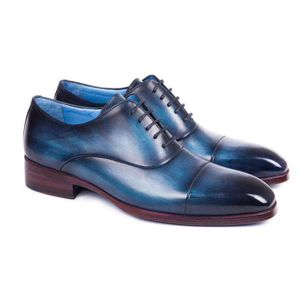 Paul Parkman Handmade Shoes Mens Blue & Turquoise Calfskin Captoe Oxfords (PM5806)-AmbrogioShoes